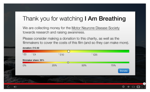 Screengrab of Donation post-viewing screen for I Am Breathing documentary.