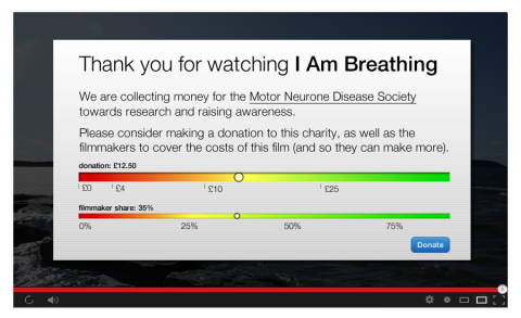 Screengrab of Donation post-viewing screen for I Am Breathing documentary.
